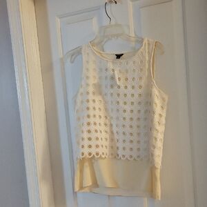 Ann Taylor Elegant Cream Sleeveless Top Small